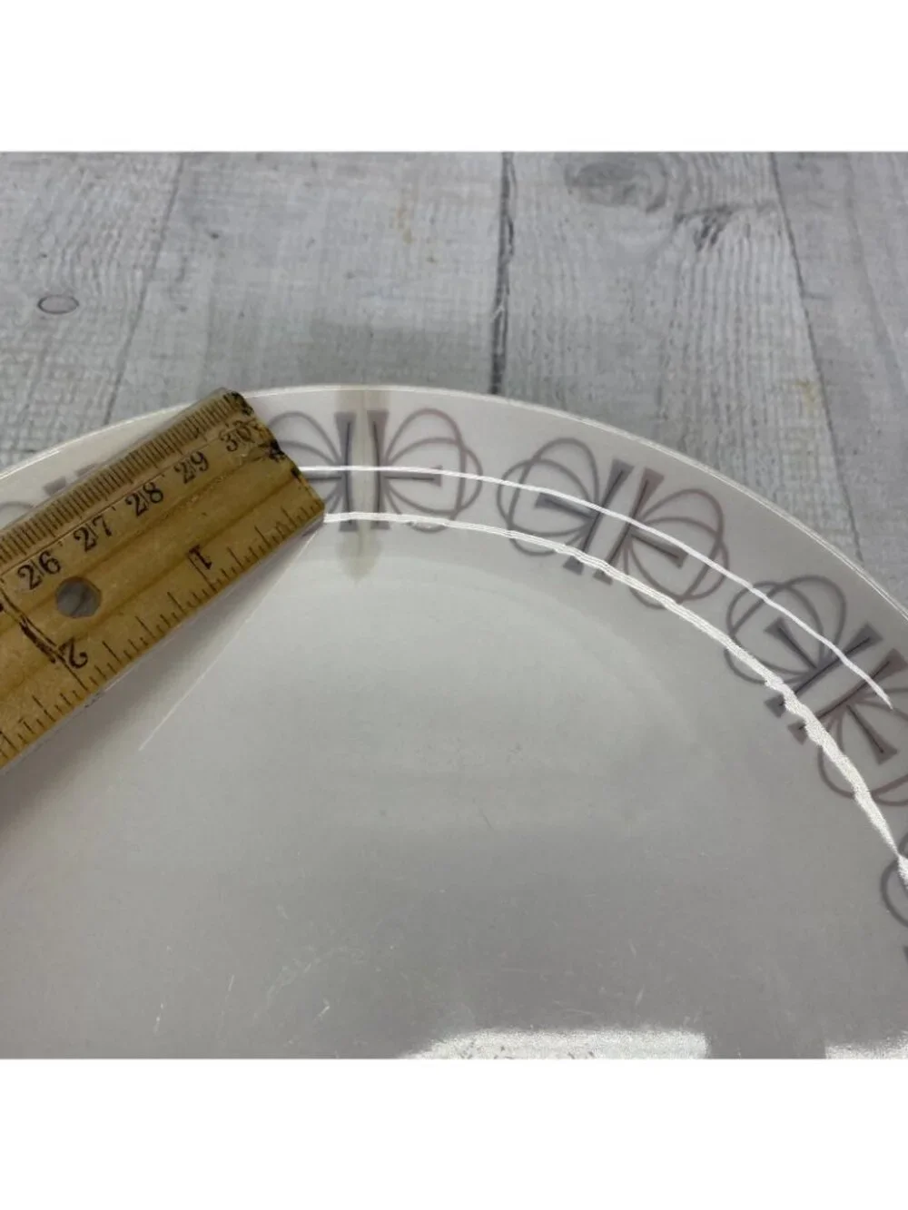 60's Franciscan MERRY-GO-ROUND Japan Gray Pink Border China Salad Plates Set 4